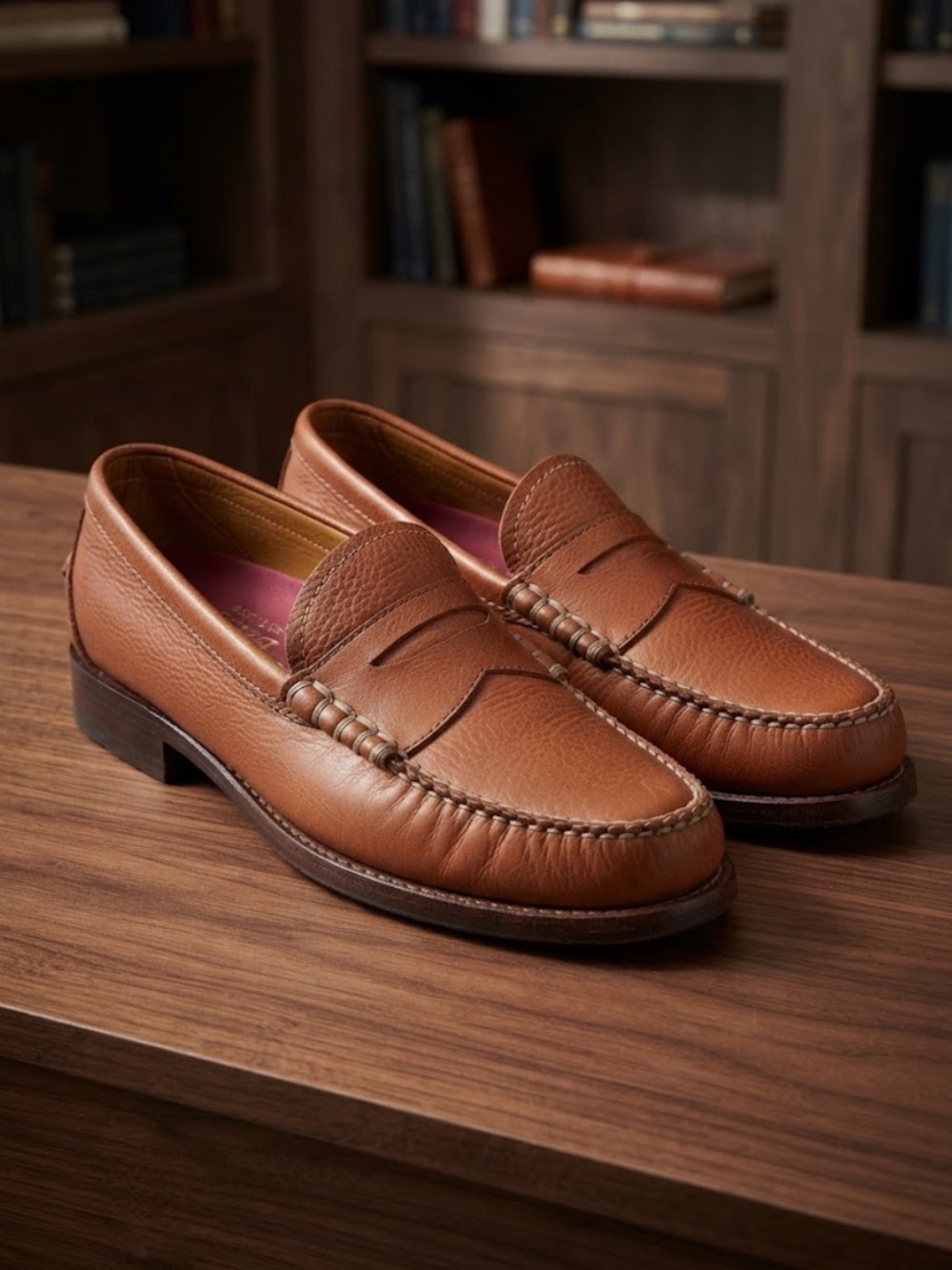 Trask Men's leather penny loafers
Classic brown leather slip-on dress shoes